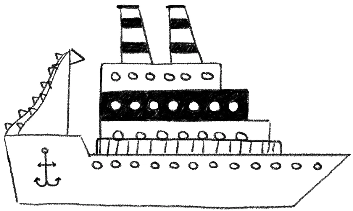 Ship exploration sketch — bow