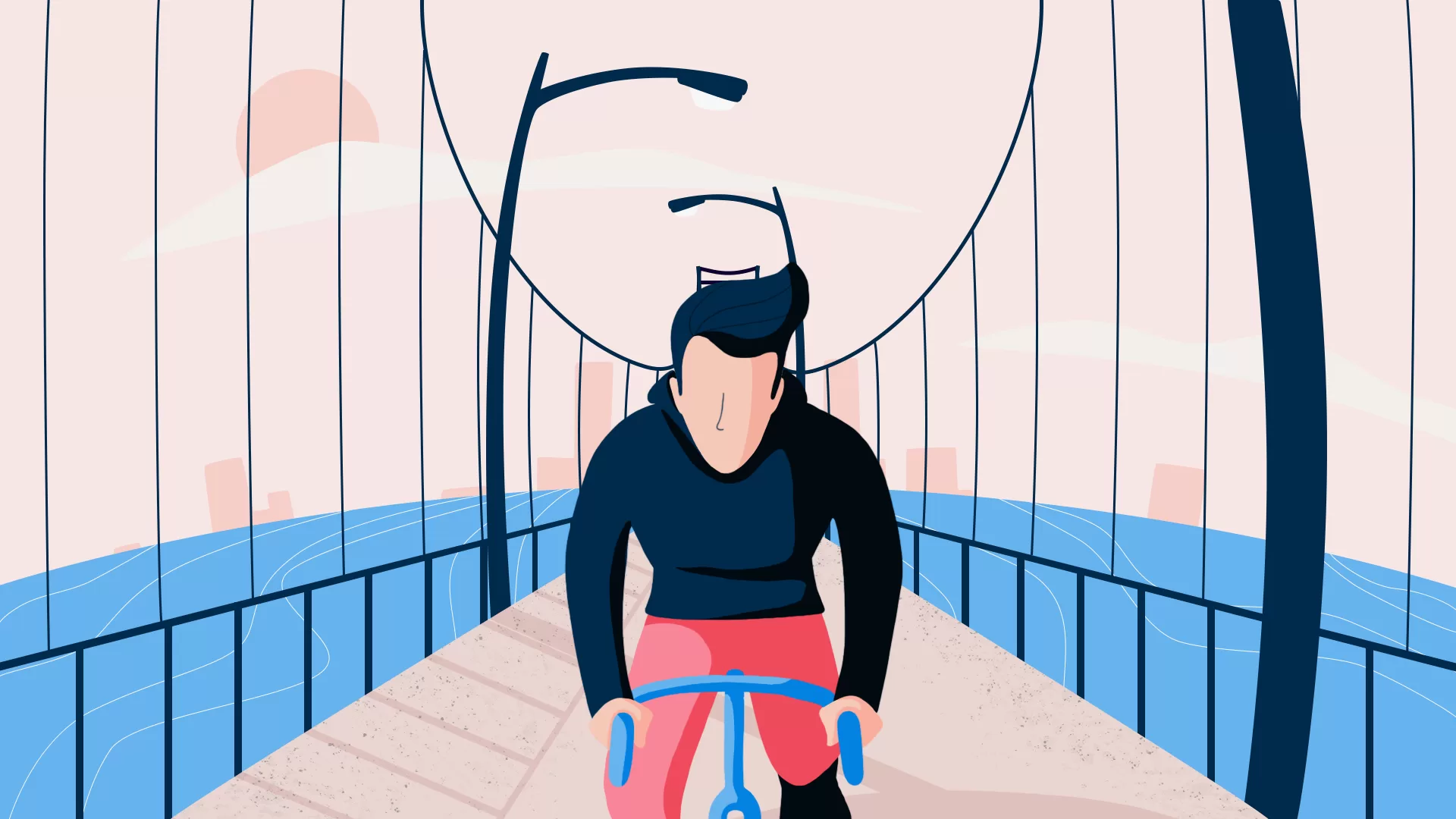 Finished cyclist intro styleframe