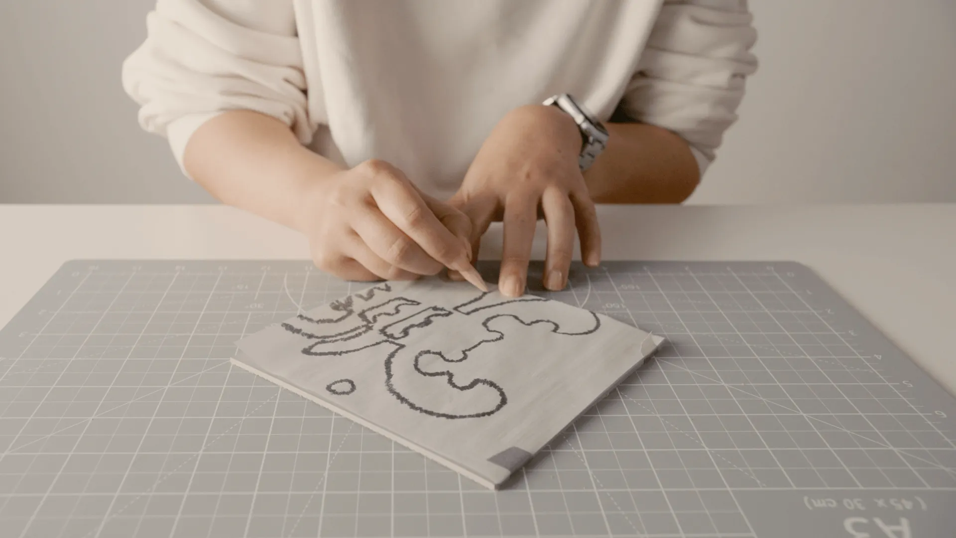 Transferring a frame onto a lino block